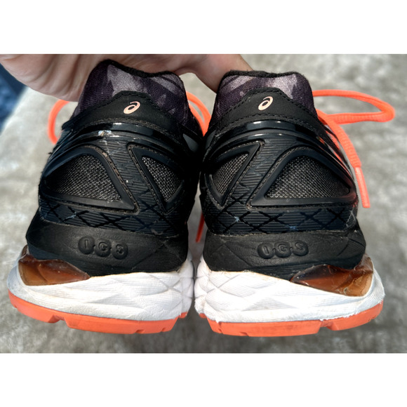 Asics Gel Kayano 22 Black Neon Orange Gray Running Shoes Sneakers Womens Size 9 - Picture 4 of 8